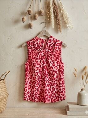 Kate Spade Panthera Twist Neck Shell Top Coral Size 8 NWOT